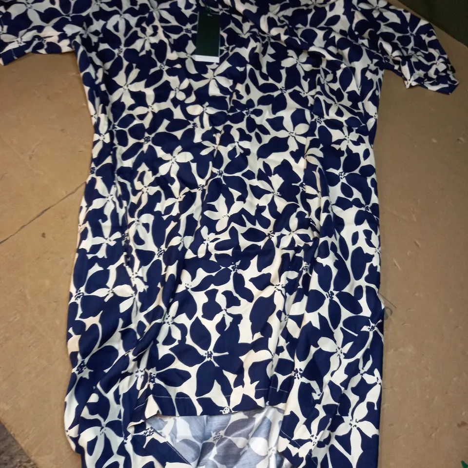 HOBBS LONDON LUCILLE DRESS NAVY CREAM - UK 16