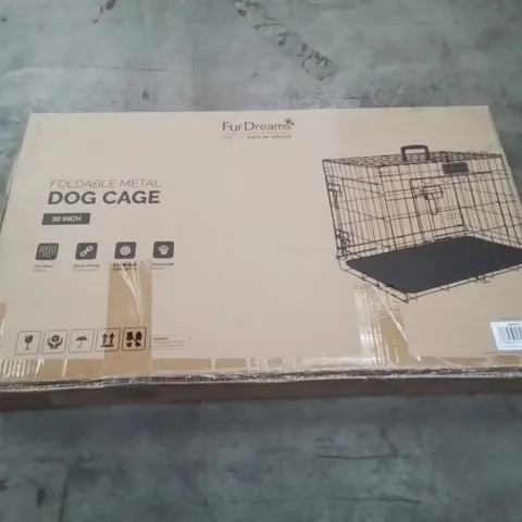 BOXED FURDREAMS 30" FOLDING METAL DOG CAGE