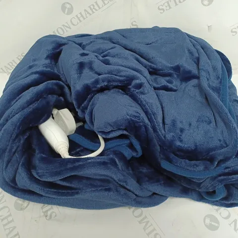 COZEE HOME HEATED PLUSH WEARABLE BLANKET IN NAVY