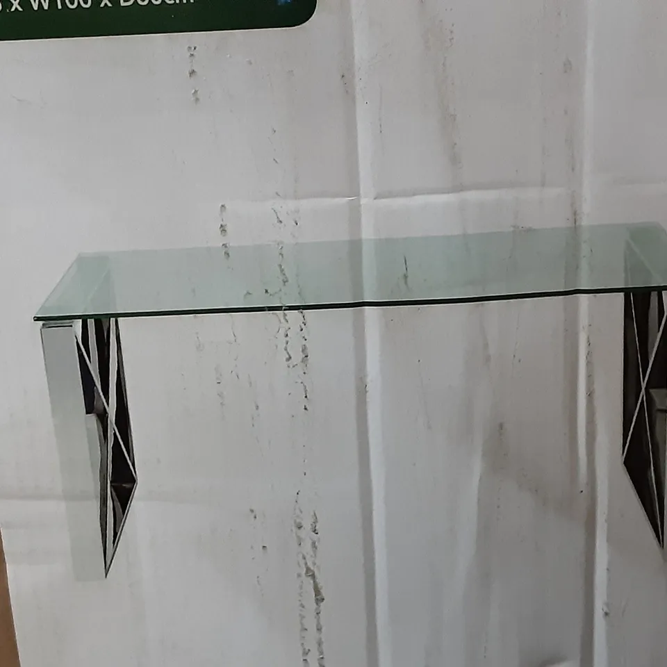 BOXED  MADISON COFFEE TABLE - H45 X W100 X D60CM ( CHROME AND GLASS) 