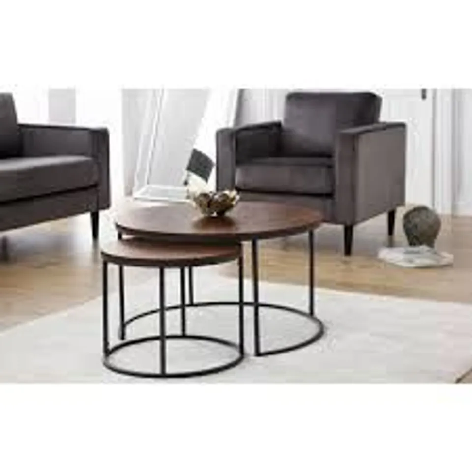 BOXED BELLINI WOODEN ROUND NESTING COFFEE TABLE IN WALNUT (1 BOX)