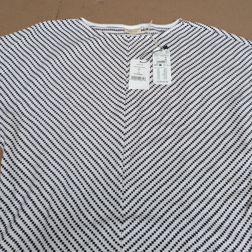 TOM TAILOR WOMEN’S STRIPED T‑SHIRT – BIAS FRONT, BLUE, SIZE UK 12 (L)