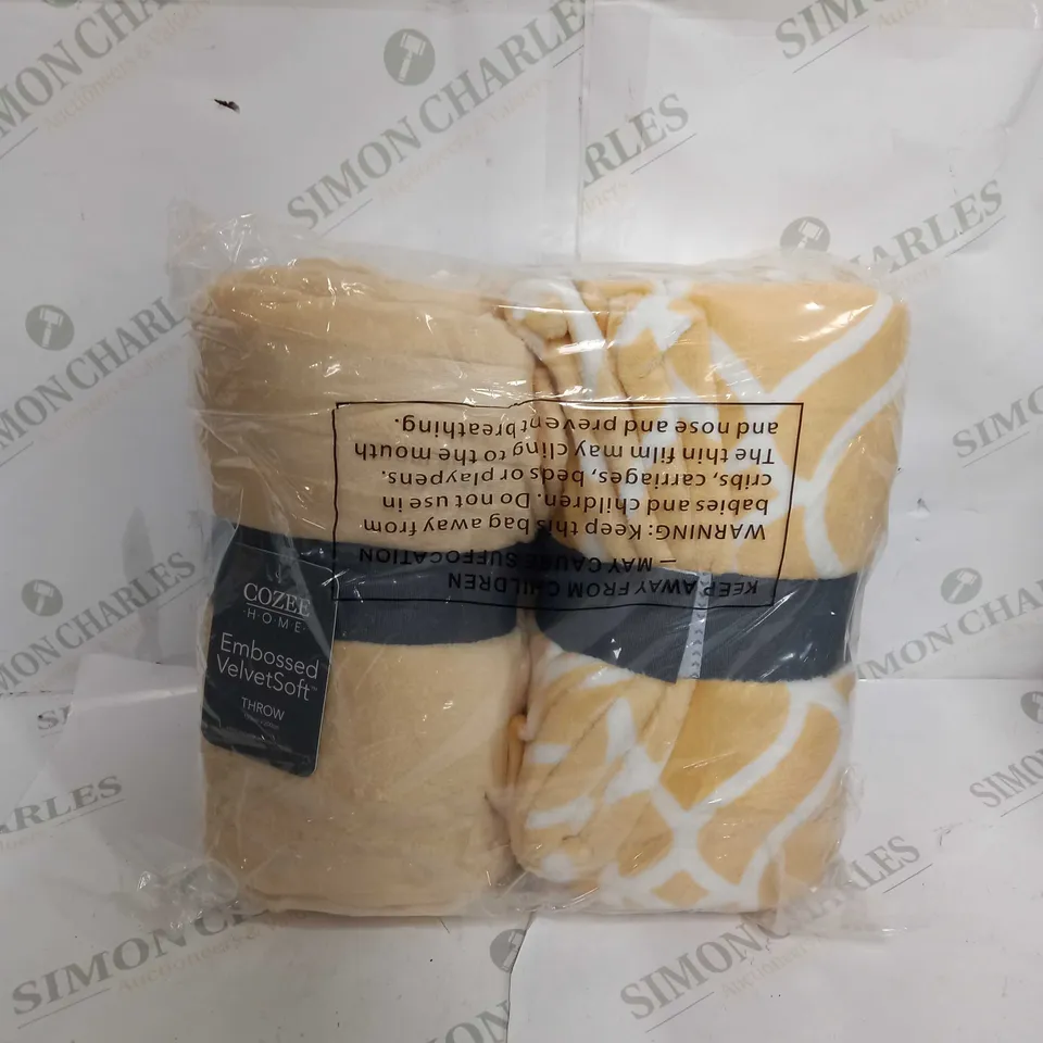 COZEE HOME SET OF 2 VELVETSOFT PRINT & EMBOSSED THROWS