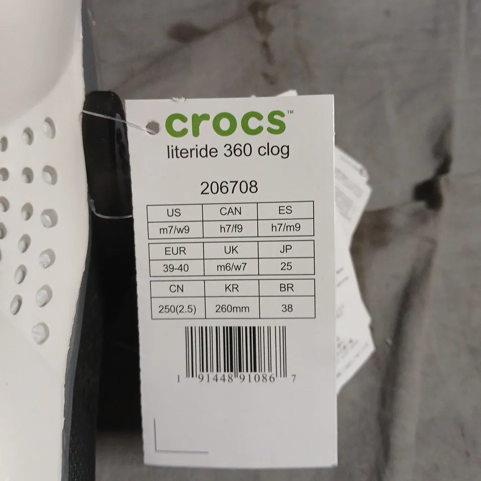 CROCS LITERIDE 360 CLOG – BLACK, UK 6 (US 7 / EU 39-40)