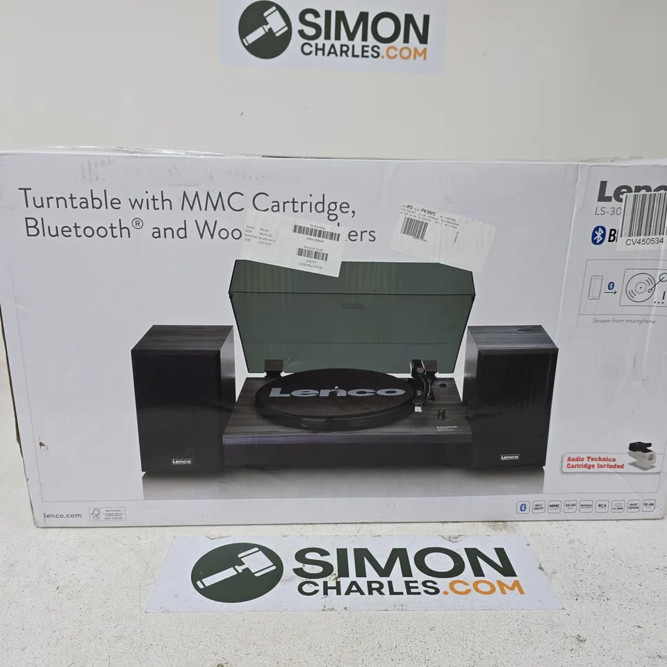 LENCO LS-30 TURNTABLE WITH MMC CARTRIDGE, BLUETOOTH AND INCLUDED SPEAKERS