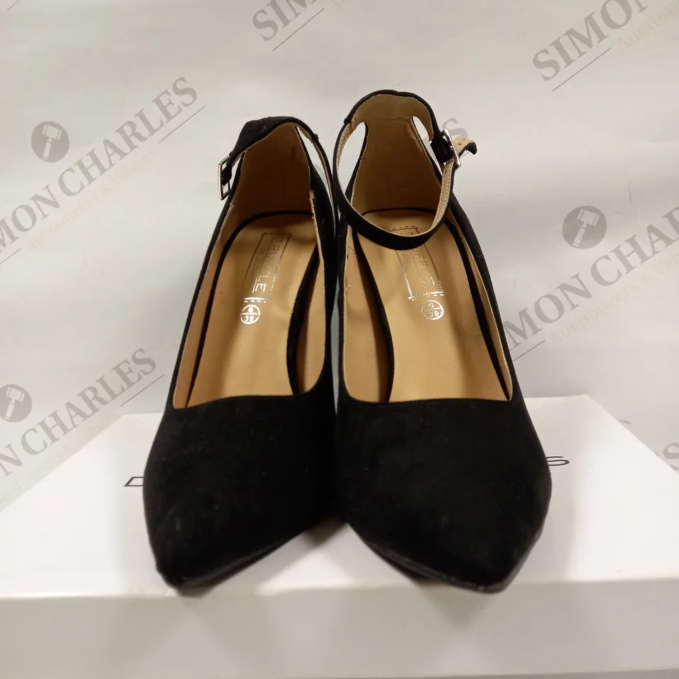 DOROTHY PERKINS BLACK SAUDE LOOK HIGH HEELS, UK SIZE 6