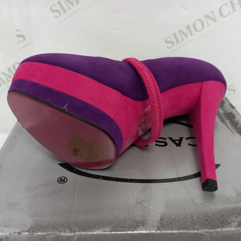 PURPLE FUCHSIA FLOWERED STILLETTO SIZE 6