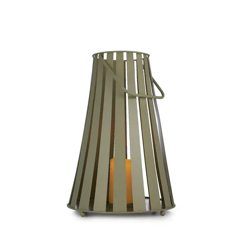 OUTLET ABODE FLARED METAL LANTERN WITH LED CANDLE 37CM BOXED