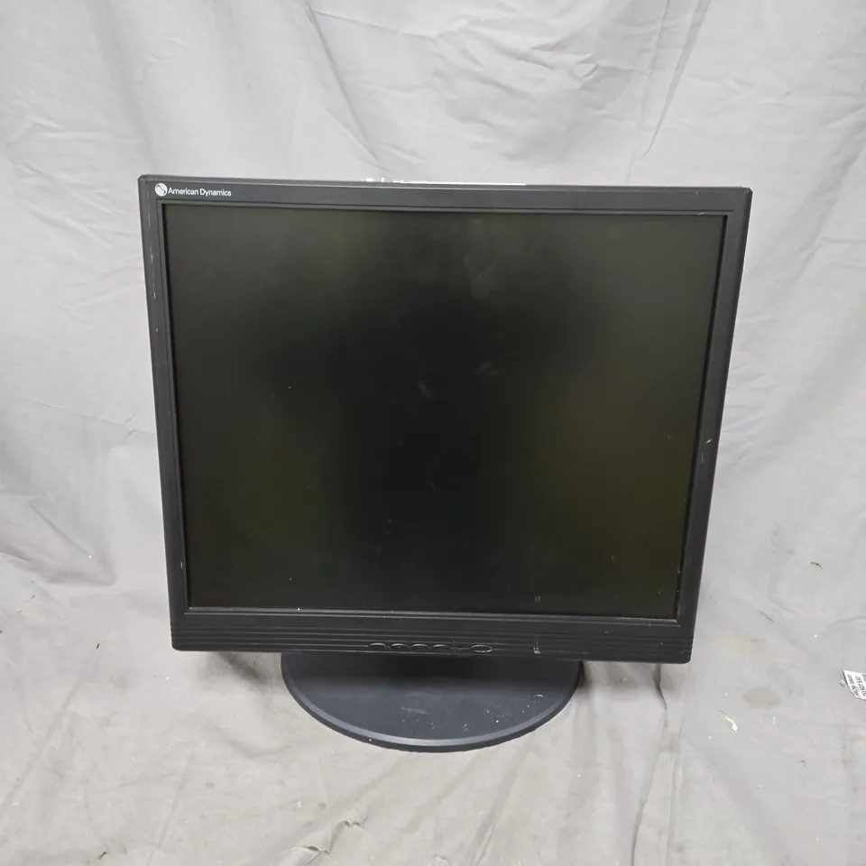 AMERICAN DYNAMICS CCTV MONITOR – BLACK LCD ON ROUND STAND