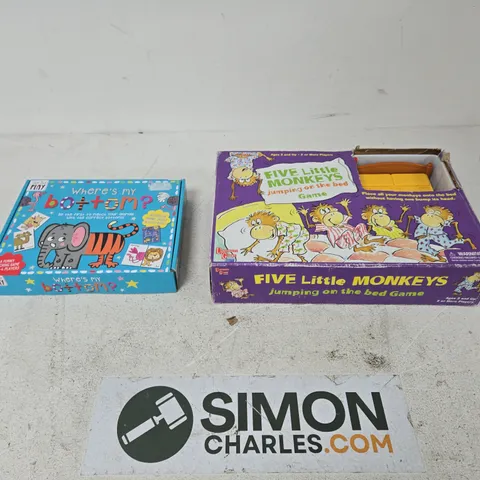 FIVE LITTLE MONKEYS JUMPING ON THE BED GAME + WHERE'S MY BOTTOM? BOXED KIDS' GAMES