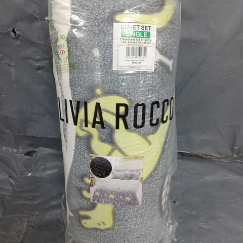 BAGGED OLIVIA ROCCO DINOSAUR SINGLE DUVET SET IN GREY