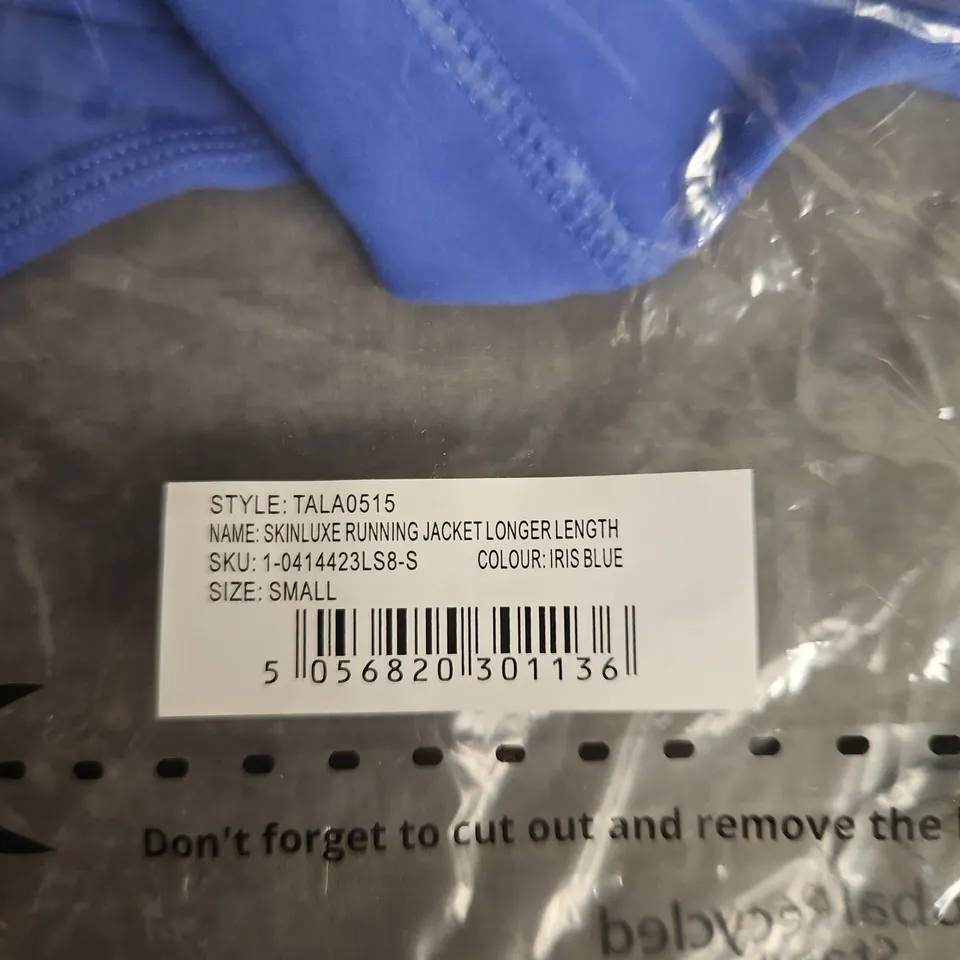 TALA SkinLuxe Running Jacket - Longer Length, Iris Blue (Small)