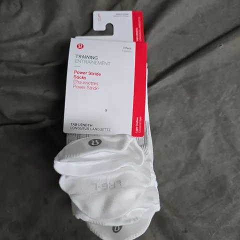 POWER STRIDE TRAINING SOCKS – 3 PAIR (SIZE L), WHITE