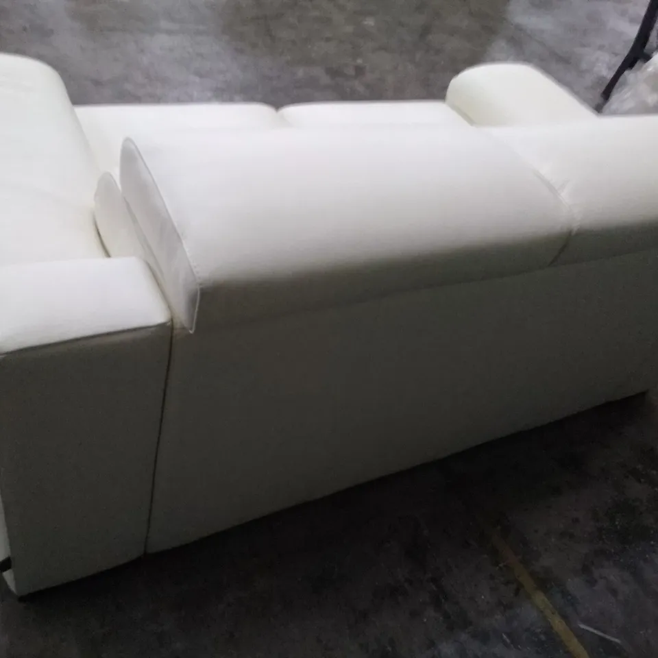 QUALITY ITALIAN DESIGNER RICCARDO 2 SEATER SOFA - WHITE LEATHER
