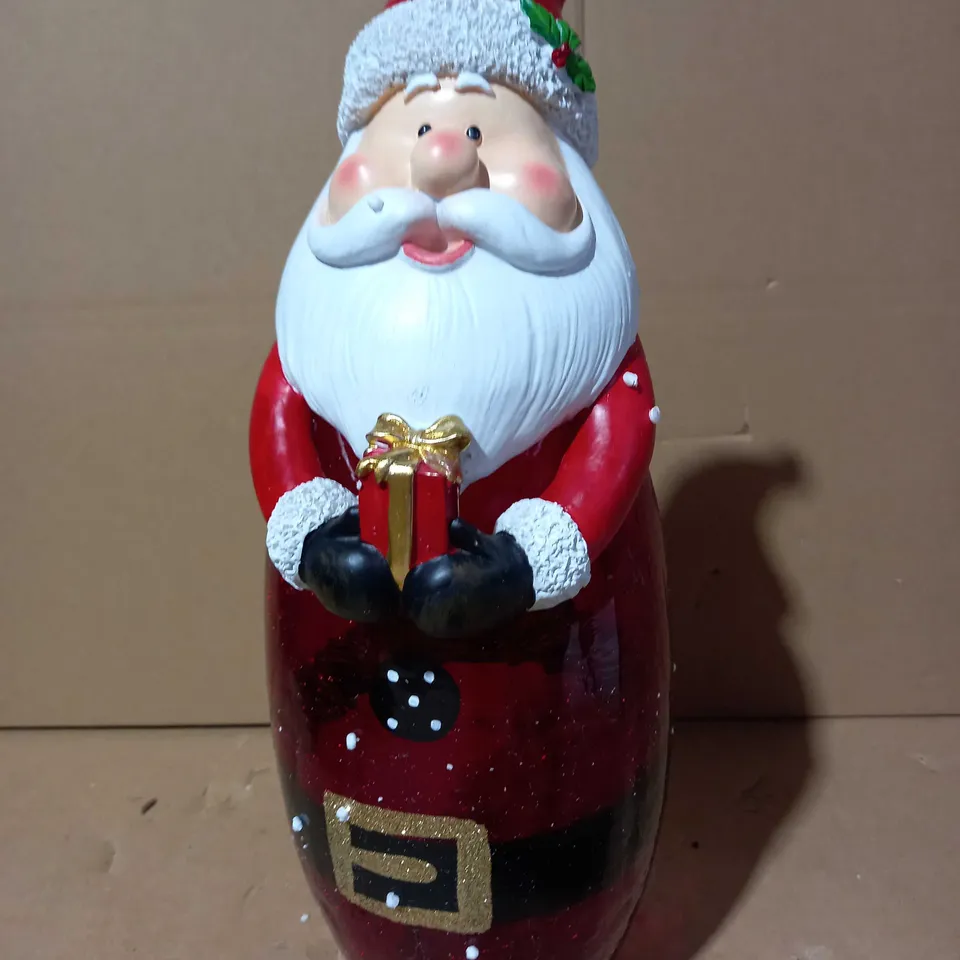 FESTIVE PRE-LIT LARGE GLASS CHRISTMAS CHARACTER - SANTA