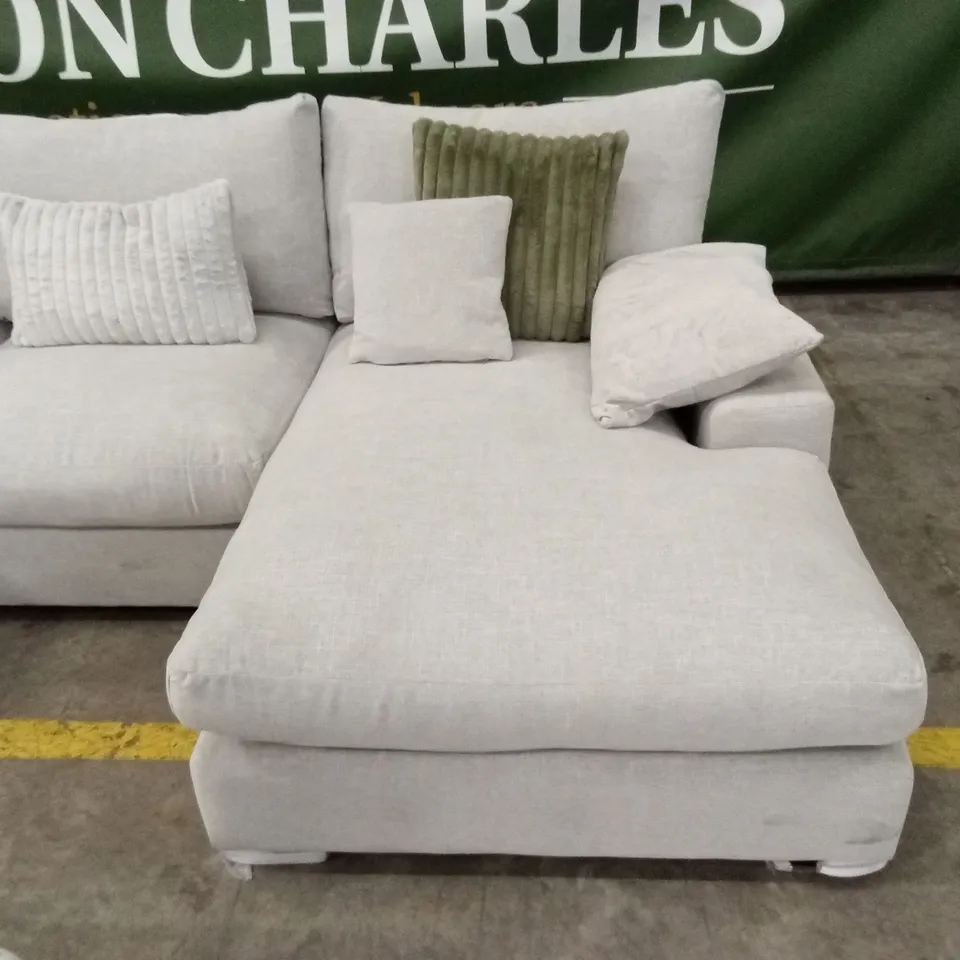 ASTON U-SHAPE FABRIC MODULAR SOFA WITH FOOTSTOOL - SILVER RRP £2999