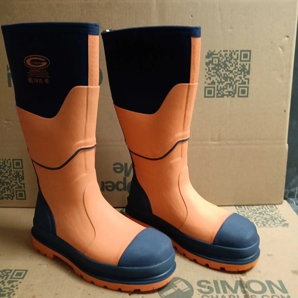 GRUBS CERAMIC 5.0 STEEL TOE WORK BOOTS BLUE AND ORANGE SIZE 8