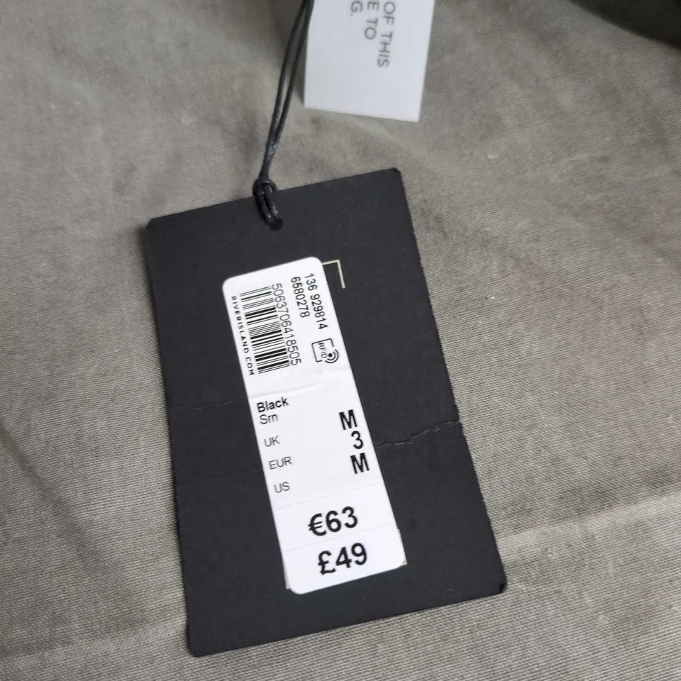 WOMEN'S BLACK SLEEVELESS DRESS WITH LARGE WHITE COLLAR AND FLORAL FRONT BUTTONS RIVER ISLAND