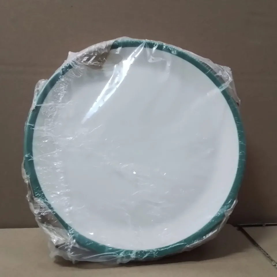BOXED STEELITE GREEN BAND HAND BRUSH PLATES 28CM APPROXIMATELY 12