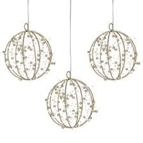 SARA BY SARA DAVIES SET OF 3 PRE LIT BEADED SPHERE'S