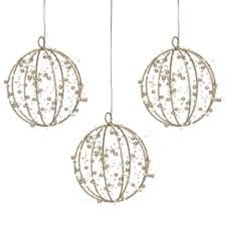 SARA BY SARA DAVIES SET OF 3 PRE LIT BEADED SPHERE'S