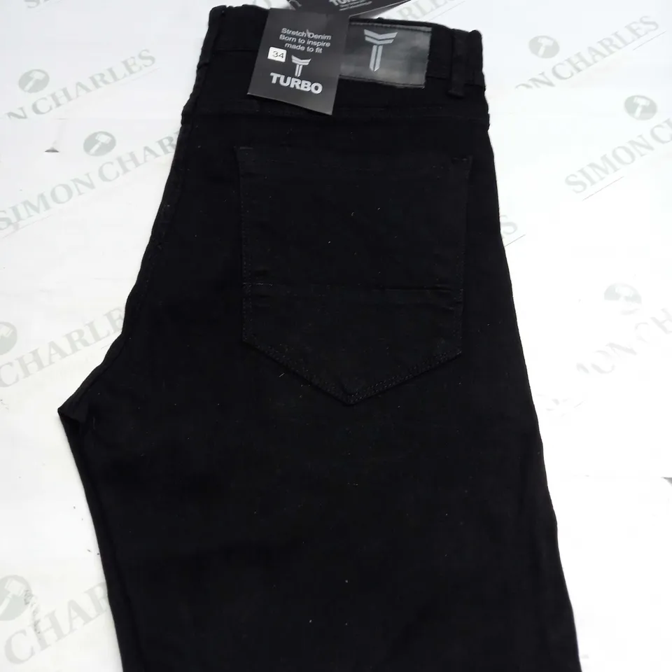 MENS TURBO DENIM JEANS IN BLACK SIZE 34