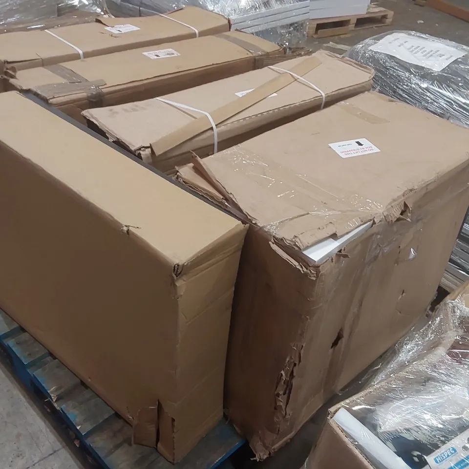 PALLET CONTAINING ASSORTED BATHROOM CABINET PARTS ECT