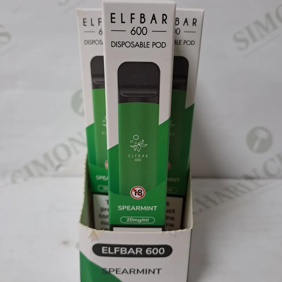 BOX OF 9 ELF BAR 600 DISPOSABLE POD SPEARMINT