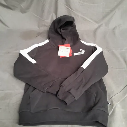 PUMA COLOURBLOCK HOODIE IN BLACK/WHITE SIZE 7-8 S