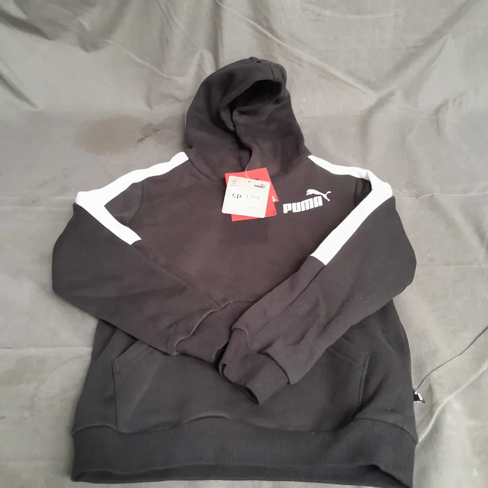 PUMA COLOURBLOCK HOODIE IN BLACK/WHITE SIZE 7-8 S