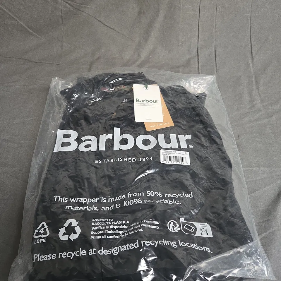 BAGGED BARBOUR BRISTOL WAX JACKET SIZE L