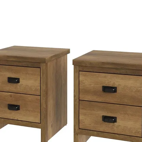 SET OF 2 BOSTON BEDSIDE CHESTS - OAK - COLLECTION ONLY