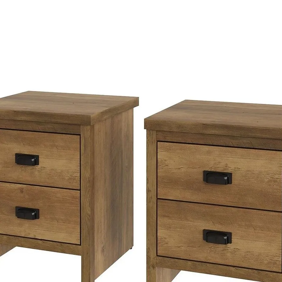 SET OF 2 BOSTON BEDSIDE CHESTS - OAK - COLLECTION ONLY