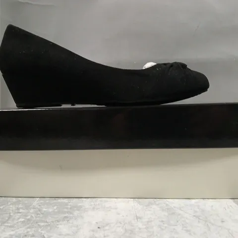 BOXED PAIR OF MISS KG WEDGE SLIP-ON SHOES IN BLACK SIZE EU 38