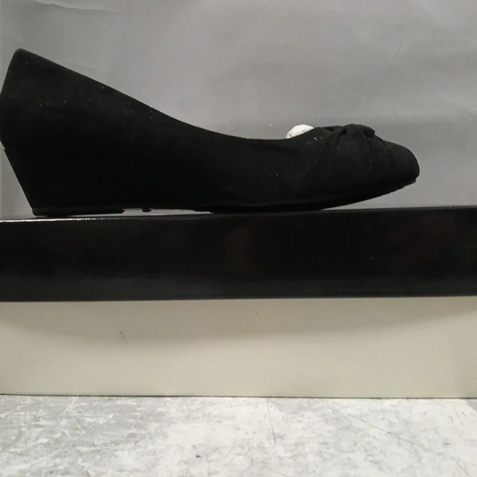 BOXED PAIR OF MISS KG WEDGE SLIP-ON SHOES IN BLACK SIZE EU 38