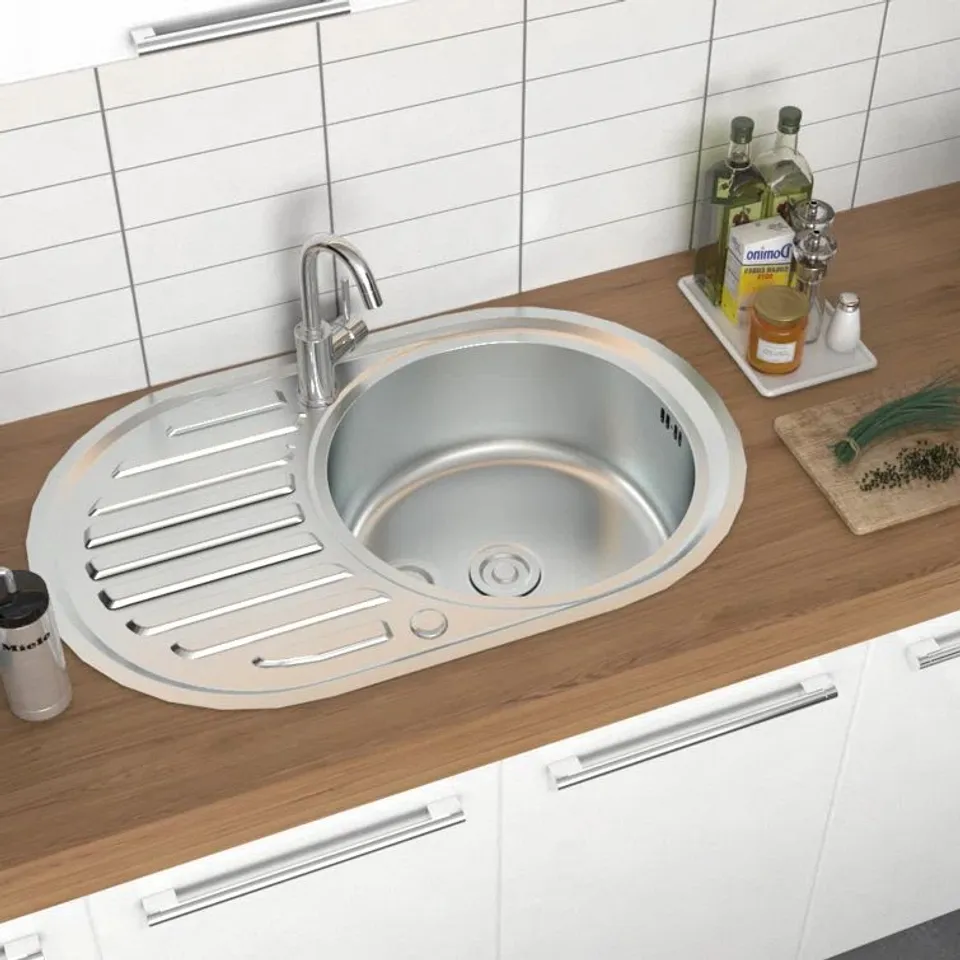 BOXED 77CM X 50CM SINGLE BOWL INSET KITCHEN SINK (1 BOX)