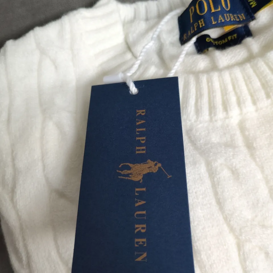 POLO RALPH LAUREN WHITE KNIT SWEATER –  UK M