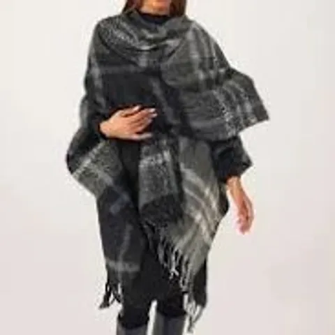 PAUL COSTELLOE DRESSAGE TARTAN WRAP WOOL MIX WRAP BLACK