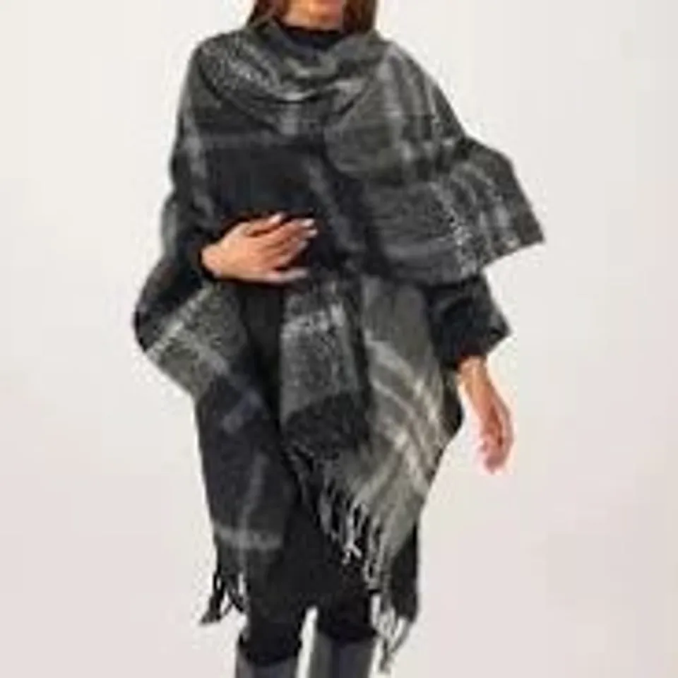 PAUL COSTELLOE DRESSAGE TARTAN WRAP WOOL MIX WRAP BLACK