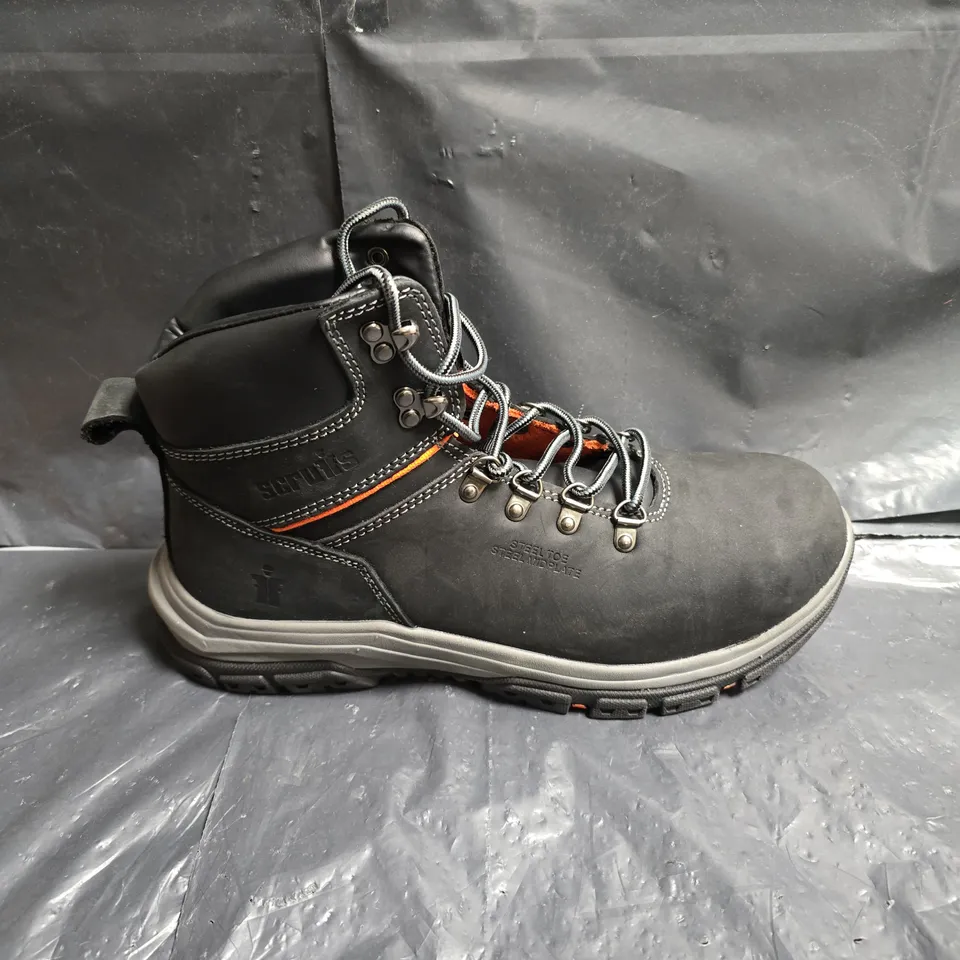 SCRUFFS MEN'S BLACK STEEL TOE WORK BOOTS, UK 9