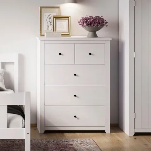 BOXED THROOP 5 DRAWER CHEST - WHITE (1 BOX)