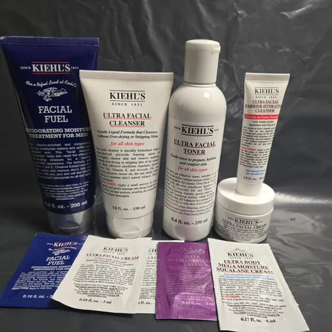 LOT OF 8 KIEHLS BEAUTY ITEMS TO INCLUDE FACIAL CLEANSER, TONER AND FACIAL FUEL
