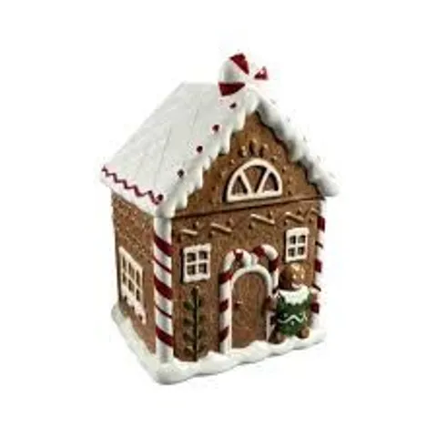 SANTA EXPRESS GINGERBREAD HOUSE COOKIE JAR