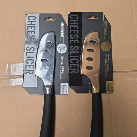 APPROXIMATELY 14 CORE ELEMENTAL CHEESE SLICERS 4.5" BLADE 2 COLOURS