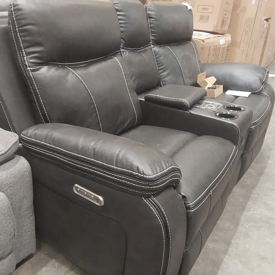 QUALITY DESIGNER 2 SEATER FAUX LEATHER SOFA WITH SPEAKER ARM REST 