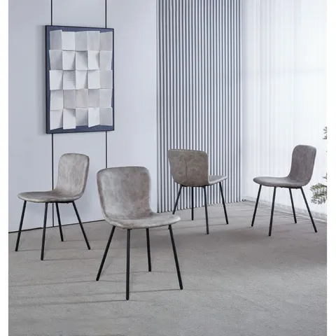Boxed Hallowood Furniture Cullompton Dining Chairs Set of 4 in Grey Faux Leather ( 1 Box )