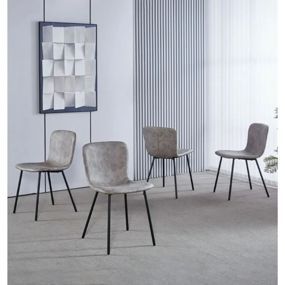 Boxed Hallowood Furniture Cullompton Dining Chairs Set of 4 in Grey Faux Leather ( 1 Box ) 