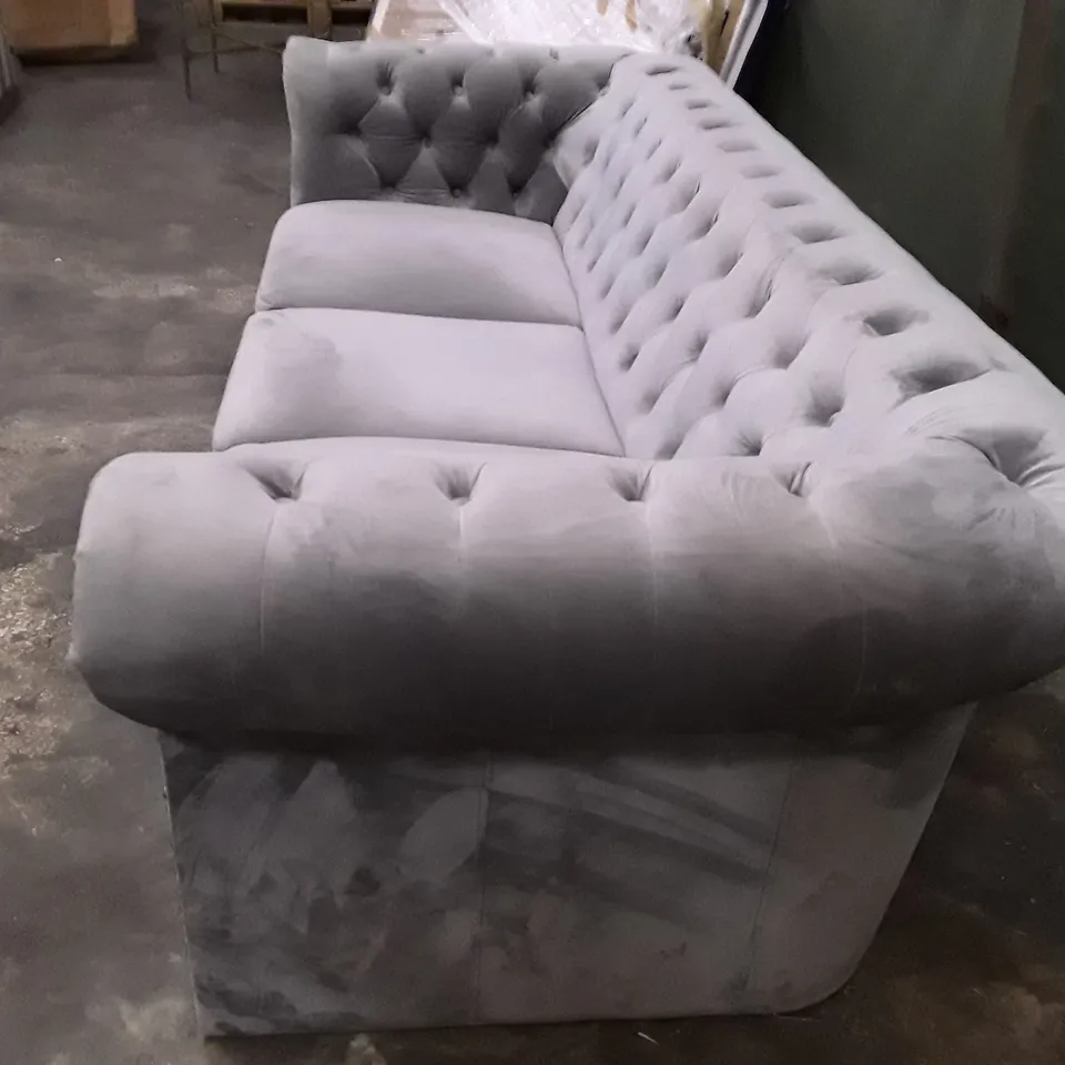 QUALITY DESIGNER ANZLA 3 SEATER SOFA - GREY SUADE FABRIC