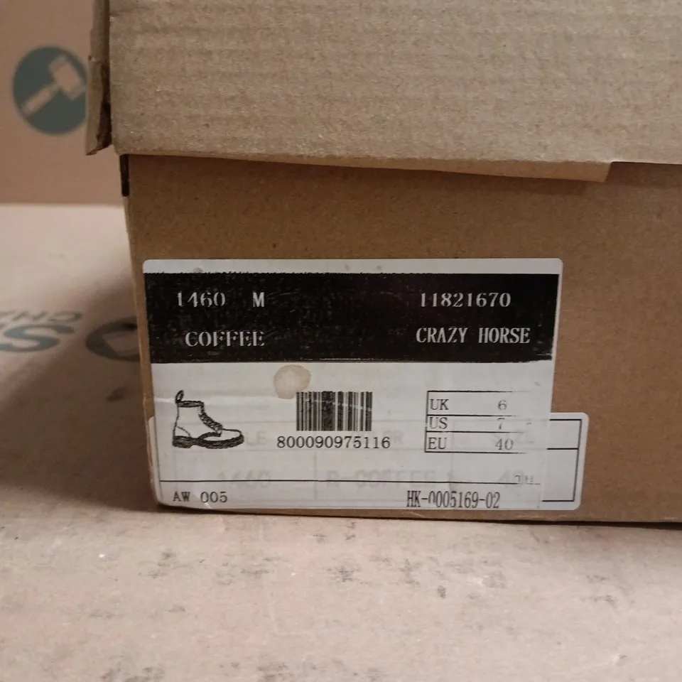 DR. MARTENS 1460 BOOTS COFFEE CRAZY HORSE LEATHER – UK 6