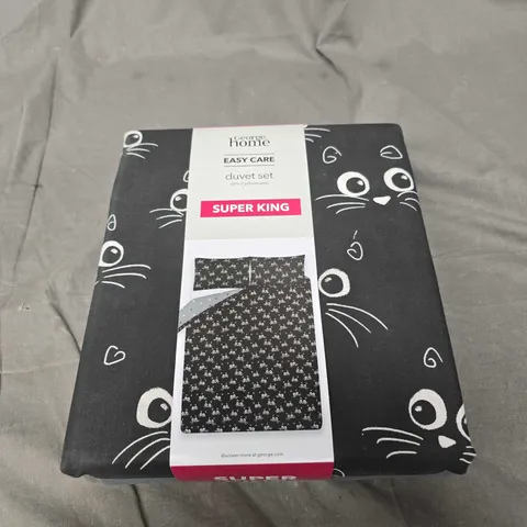 HOME EASY CARE CAT DESIGN DUVET SET - SUPER KING